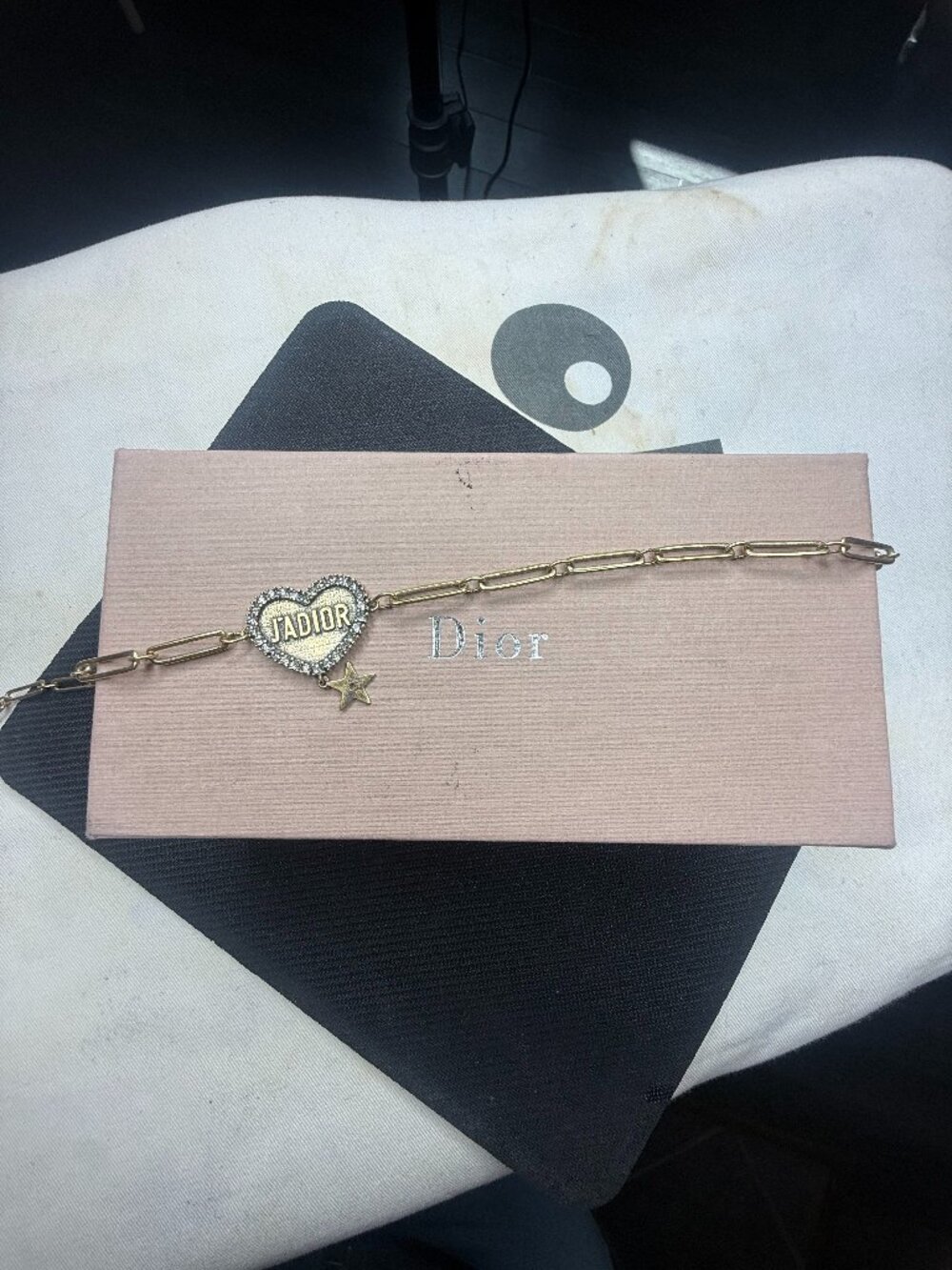 Gold Tone Heart Pendant Necklace with Box